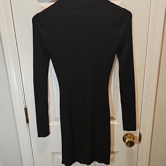 Planet Gold Black Ribbed Knee-Length Bodycon Dress - Picture 3 of 3